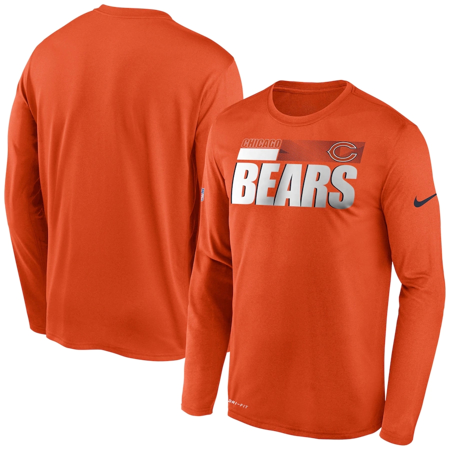 Men's Chicago Bears 2020 Orange NFL Sideline Impact Legend Performance Long Sleeve T-Shirt Men's Chicago Bears 2020 Orange NFL Sideline Impact Legend Performance Long Sleeve T-Shirt